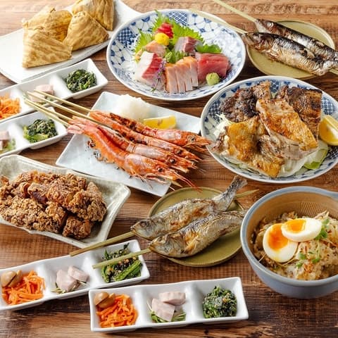 呑み食い処 七竈 名古屋駅店 B.2H飲放題付 鮮魚3種×炭火焼×肉×海鮮付き◆贅沢コース - 宴会プラン